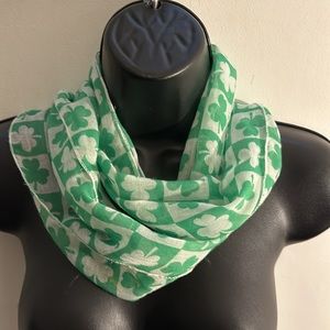 Green & white shamrock blocks sheer scarf 9 x 60”
